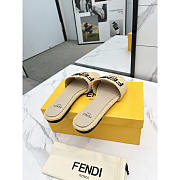 Fendi Signature Logo Cotton Fiber Slide Beige - 5