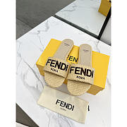 Fendi Signature Logo Cotton Fiber Slide Beige - 4