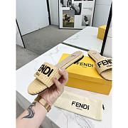 Fendi Signature Logo Cotton Fiber Slide Beige - 2