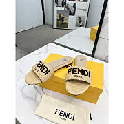 Fendi Signature Logo Cotton Fiber Slide Beige - 3