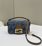 Fendi Mini Baguette Bag Denim FF Blue 19.5x5x11cm - 1