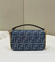 Fendi Mini Baguette Bag Denim FF Blue 19.5x5x11cm - 5