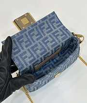 Fendi Mini Baguette Bag Denim FF Blue 19.5x5x11cm - 4