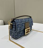 Fendi Mini Baguette Bag Denim FF Blue 19.5x5x11cm - 3