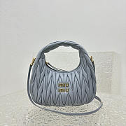 Miu Miu Wander Nappa Half Moon Bag Blue 20x17x6cm - 3