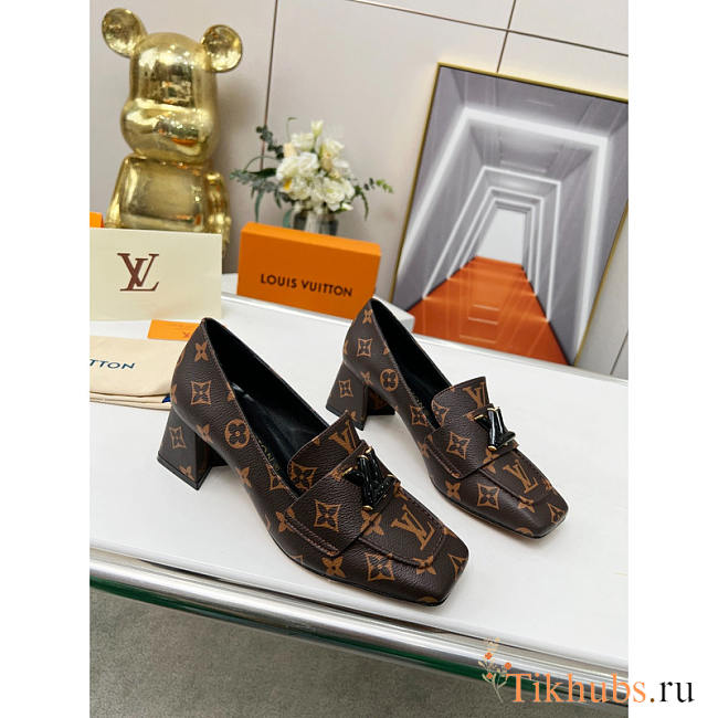 Louis Vuitton LV Upper Case Block Heels Brown 6cm - 1