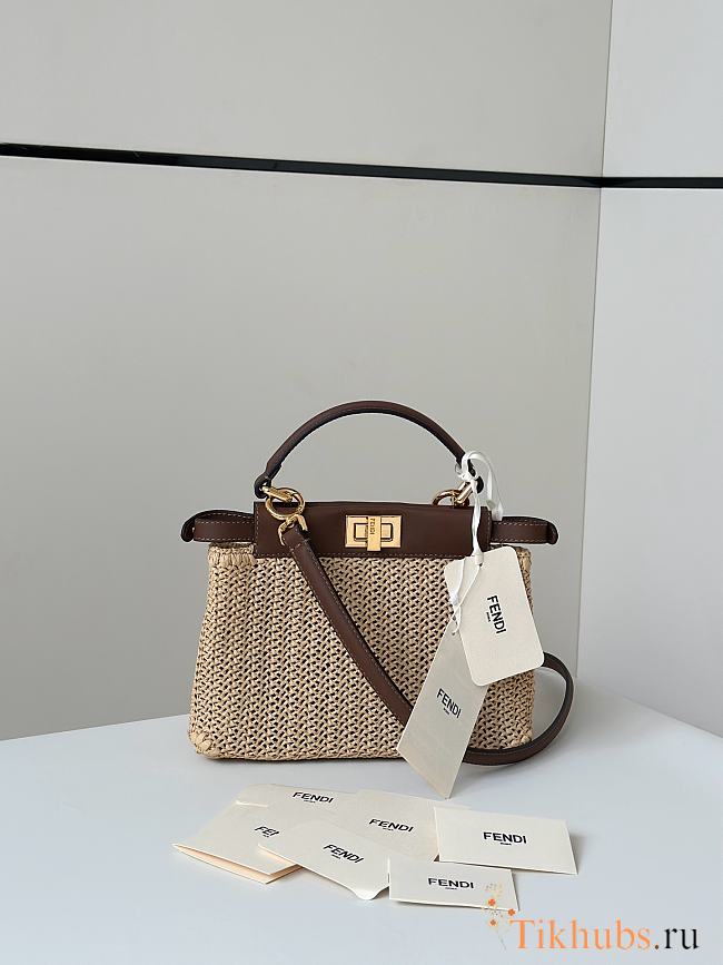 Fendi Peekaboo Mini Brown Leather Macramé Bag 23x18x11cm - 1