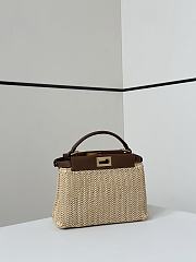 Fendi Peekaboo Mini Brown Leather Macramé Bag 23x18x11cm - 2