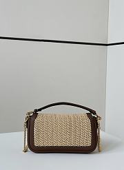 Fendi Baguette Mini Brown Leather Macramé Bag 20x5x13cm - 3