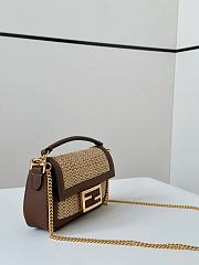 Fendi Baguette Mini Brown Leather Macramé Bag 20x5x13cm - 2