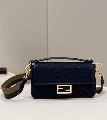 Fendi Baguette Bag Blue Canvas 27×6×14cm