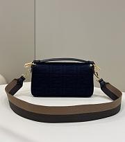 Fendi Baguette Bag Blue Canvas 27×6×14cm - 5