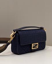 Fendi Baguette Bag Blue Canvas 27×6×14cm - 3