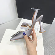 Amina Muaddi Grey Slingback Heels 95 - 5