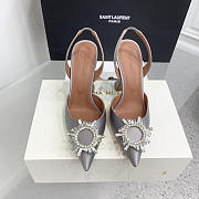 Amina Muaddi Grey Slingback Heels 95 - 2