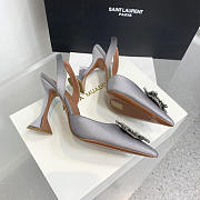 Amina Muaddi Grey Slingback Heels 95 - 4