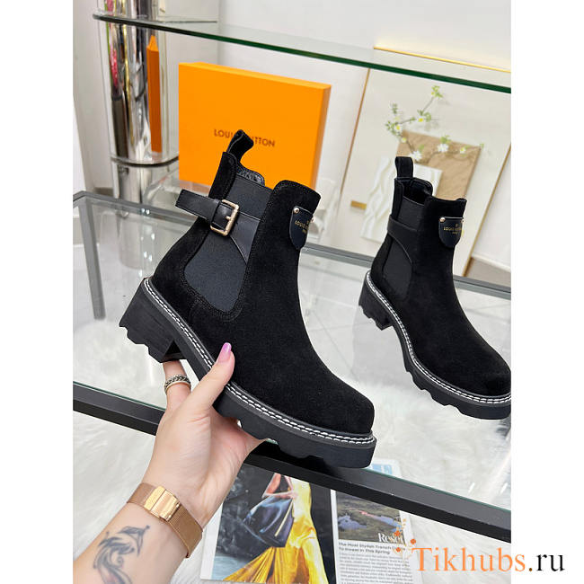 Louis Vuitton LV Beaubourg Boots Suede Calfskin Black - 1