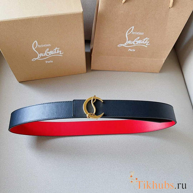 Christian Louboutin Leather Belt Red And Black 3.4cm - 1