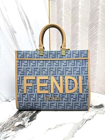 Fendi Sunshine Medium Light Blue FF Denim 35cm