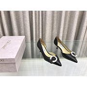 Jimmy Choo Melva Dorsay 50mm Leather Pumps Black - 1