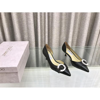 Jimmy Choo Melva Dorsay 50mm Leather Pumps Black