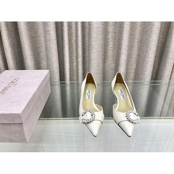 Jimmy Choo Melva Dorsay 50mm Leather Pumps White