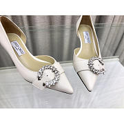 Jimmy Choo Melva Dorsay 50mm Leather Pumps White - 3