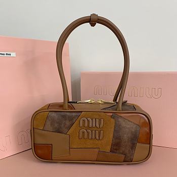 Miu Miu Embossed-Logo Leather Tote Bag Brown 27x12x9cm