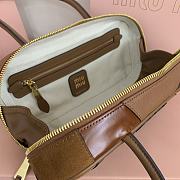 Miu Miu Embossed-Logo Leather Tote Bag Brown 27x12x9cm - 4