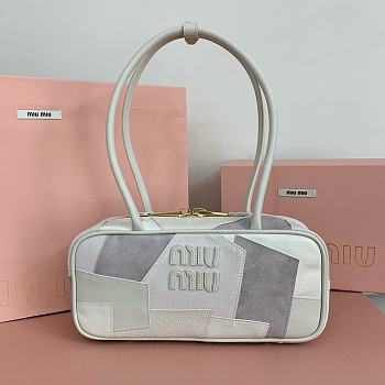 Miu Miu Embossed-Logo Leather Tote Bag White 27x12x9cm