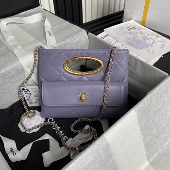 Chanel Clutch Lambskin Gold Plated Metal Purple 25x19x3cm