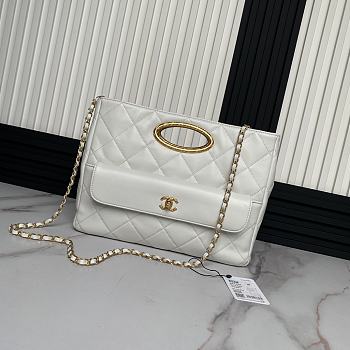 Chanel Tote Bag Lambskin White 34x24x8cm