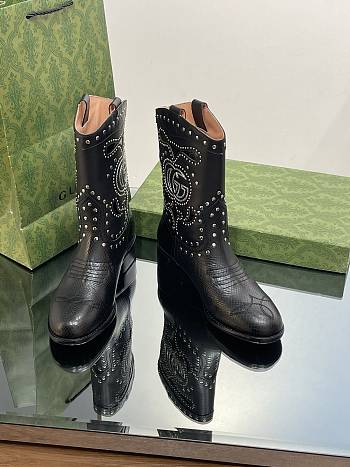 Gucci Black Boot With Double G And Studs