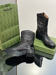 Gucci Black Boot With Double G And Studs - 5