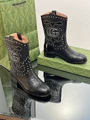 Gucci Black Boot With Double G And Studs - 3