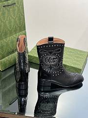 Gucci Black Boot With Double G And Studs - 2