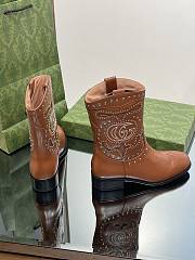 Gucci Boot With Double G And Studs Brown - 3