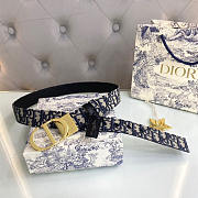 Dior 30 Montaigne Reversible Belt Blue 3cm - 3