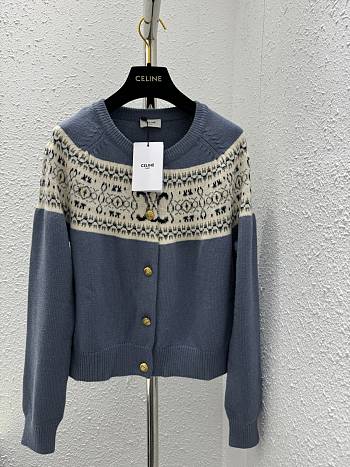 Celine Blue Triomphe Cardigan