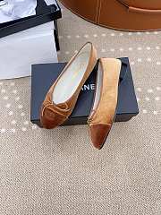 Chanel Ballerina Brown Suede Flat - 4