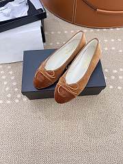 Chanel Ballerina Brown Suede Flat - 2