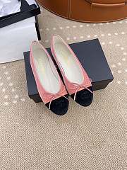 Chanel Ballerina Pink Black Suede Flat - 1