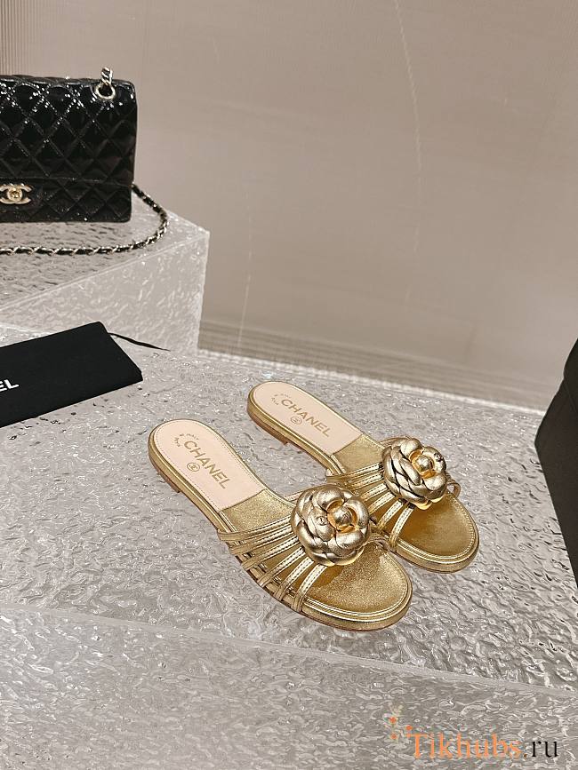 Chanel Gold Slides - 1