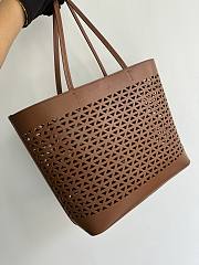 Prada Large Perforated Leather Tote Bag Brown 32x29x13cm - 3