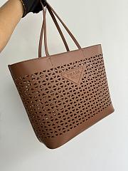 Prada Large Perforated Leather Tote Bag Brown 32x29x13cm - 2