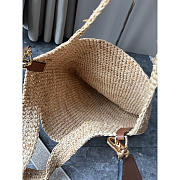 Loewe Slit Bag in Raffia And Calfskin Beige 30x8x30cm - 4