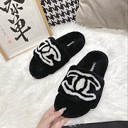 Chanel CC Fur Slides Black - 2