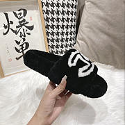 Chanel CC Fur Slides Black - 3