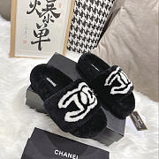 Chanel CC Fur Slides Black - 5