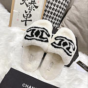 Chanel CC Fur Slides White - 3